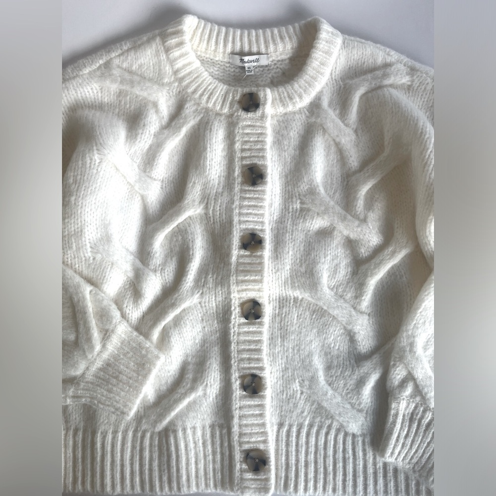 Madewell Cable Ashmont Cardigan Sweater Wool Blend XS NWOT Oversized Chunky Knit